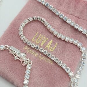 Luv AJ x Alyssa Lynch Silver The Prong-Set Tennis Necklace NEW